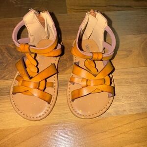 Kenzie Kids Gladiator Sandals Amber Brown Faux Leather Straps Size 5 Back Zipper